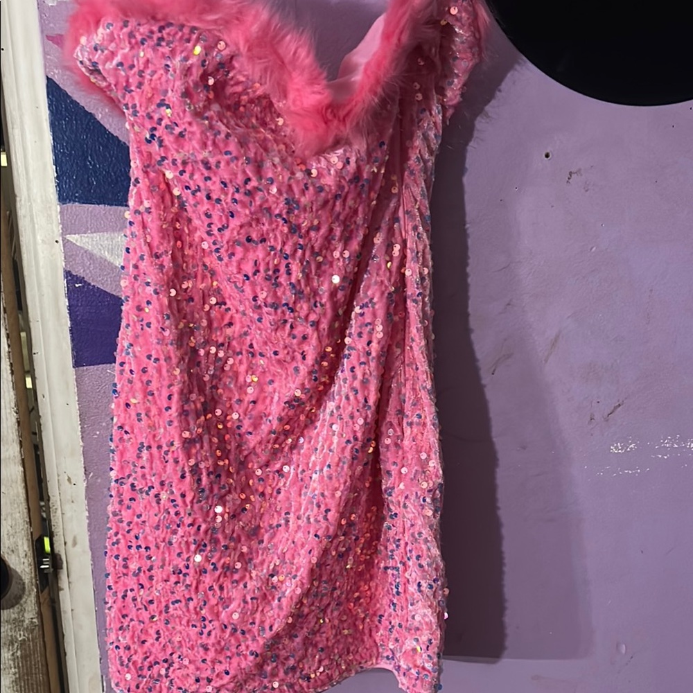 SHEIN Pink Sequin Mini Dress